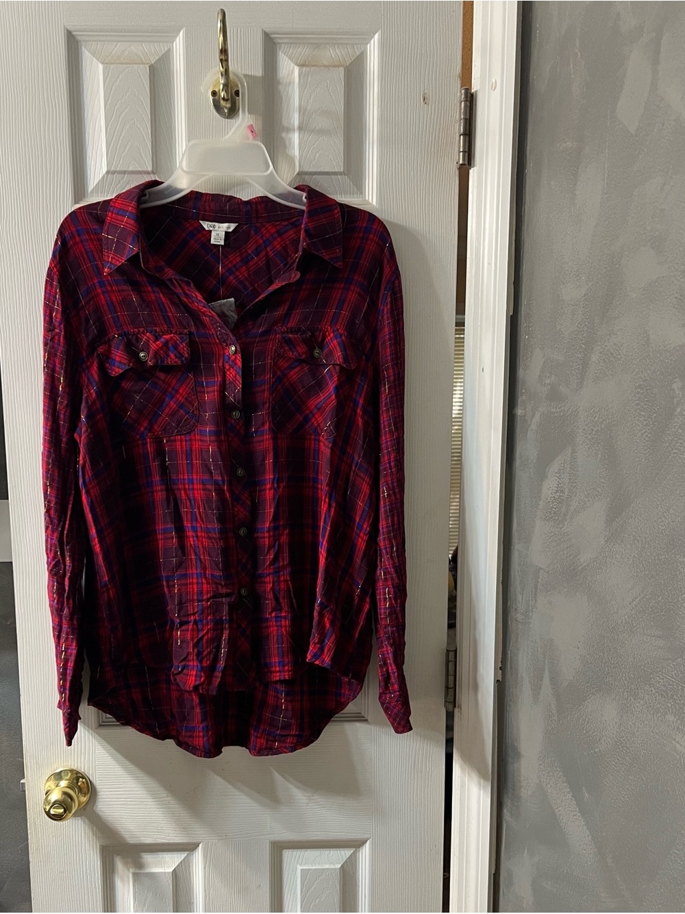 Cato Plaid Metallic Button Down Shirt Women’s XL NWOT Western Farmhouse Holiday